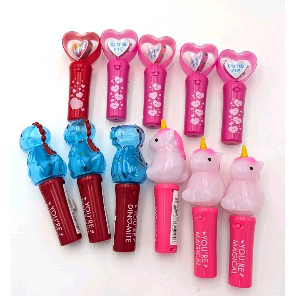 11 Valentines unicorn heart dinosaur light up spinners for ages three and up